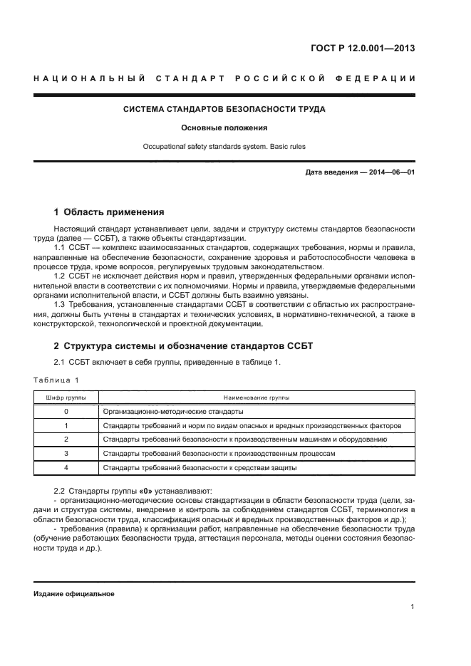 ГОСТ Р 12.0.001-2013