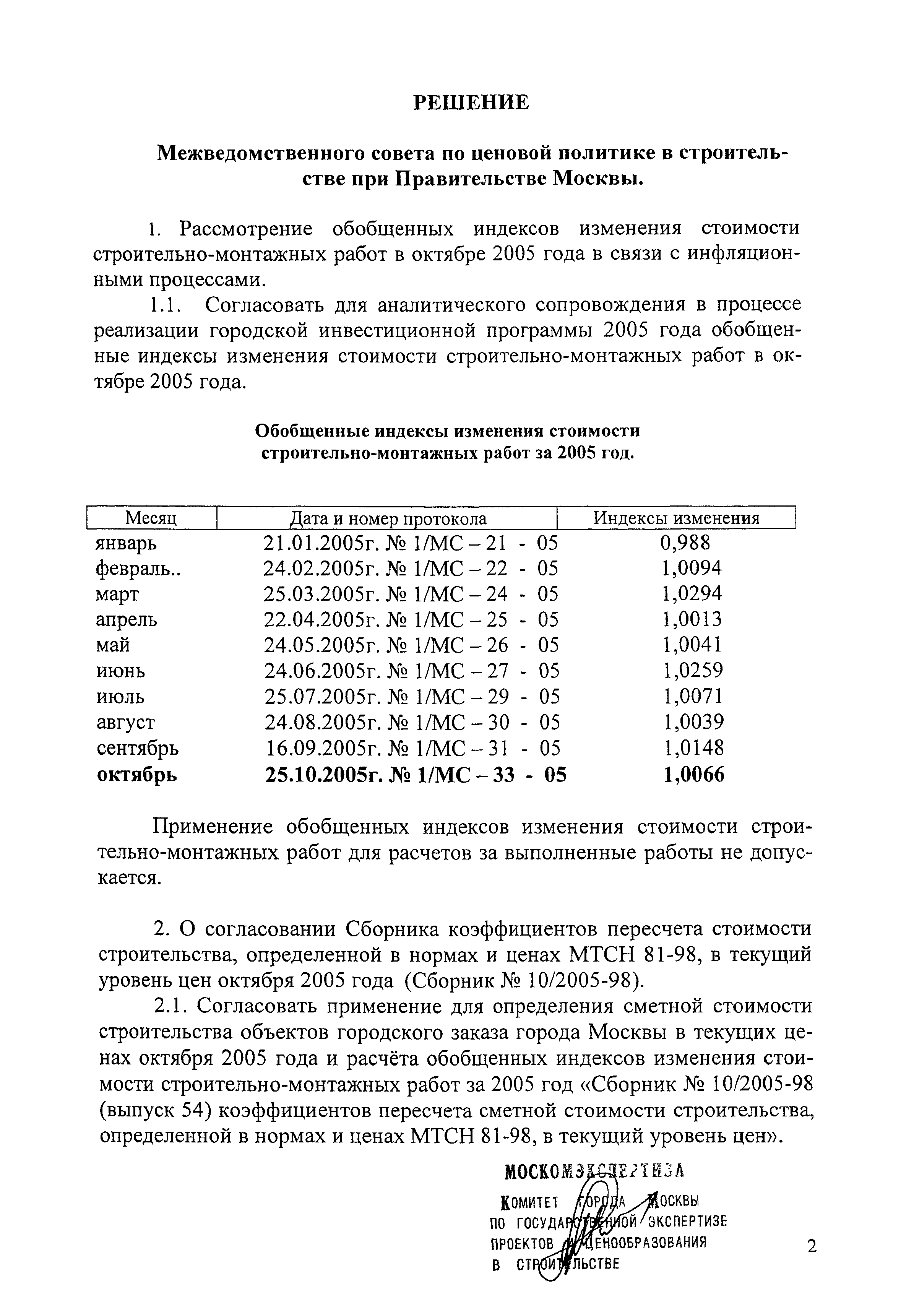 Протокол 1/МС-33-05