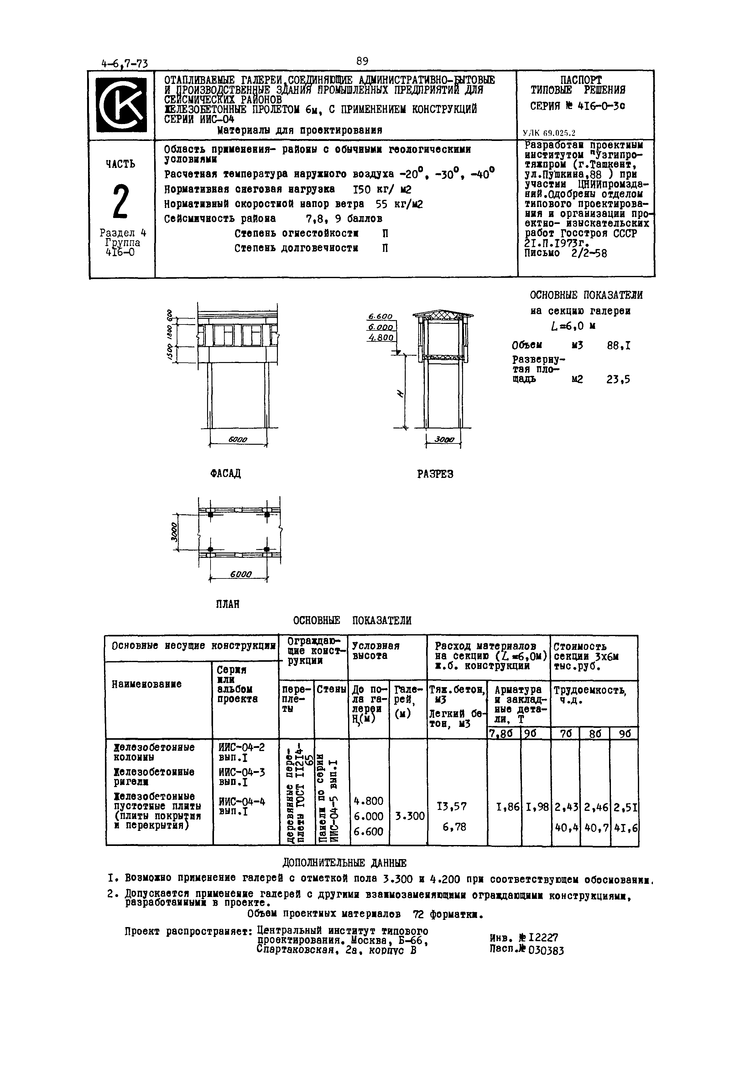 Типовые проектные решения 416-0-3с